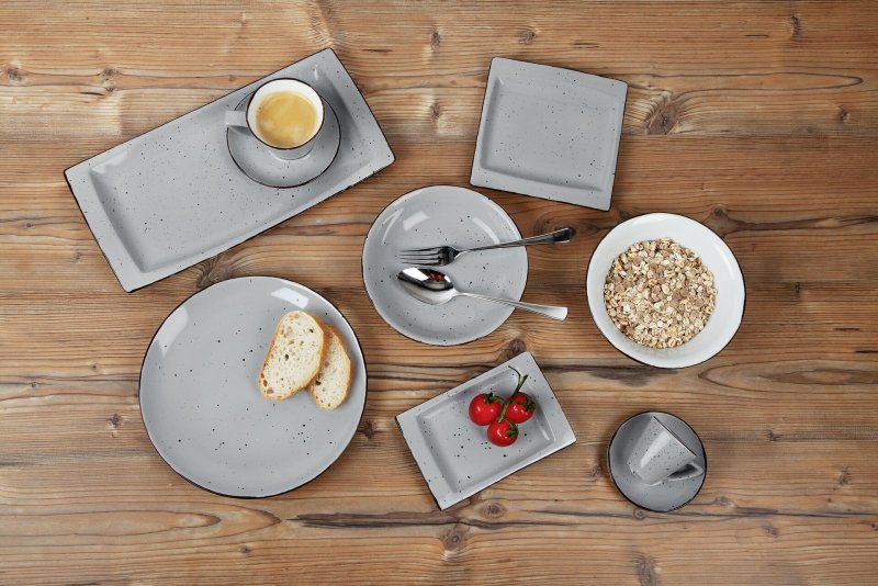 Porzellanserie "Granja" grau Tasse obere Kaffee/Cappuccino (3)