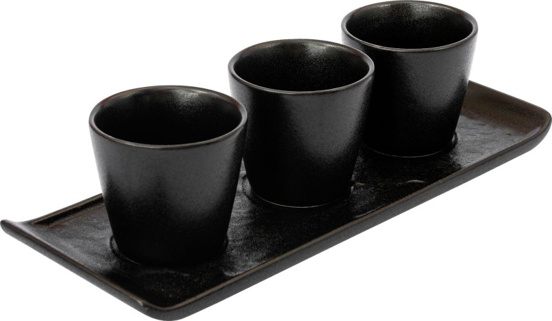 Porzellanserie "Schieferlook" Platte mit 3 Aussparungen 25,8x9,9cm (3)