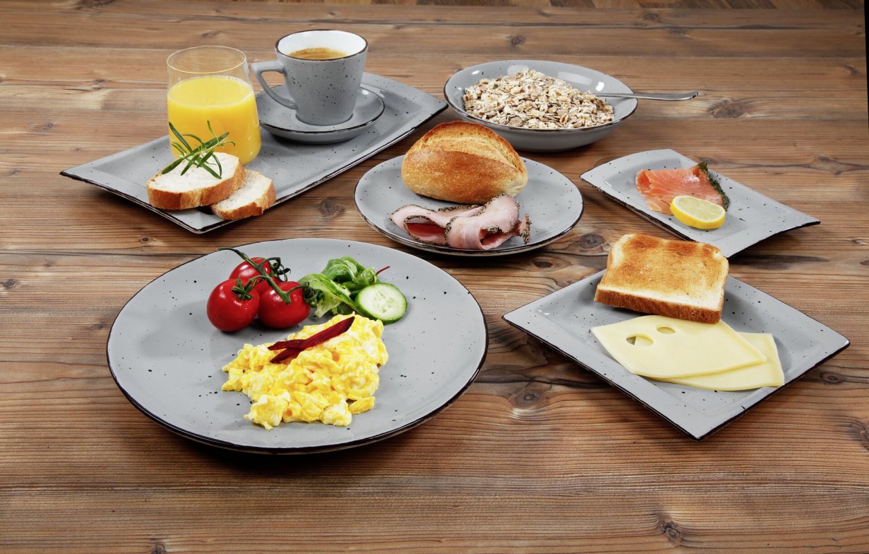 Porzellanserie "Granja" grau Tasse obere Kaffee Grande (2)