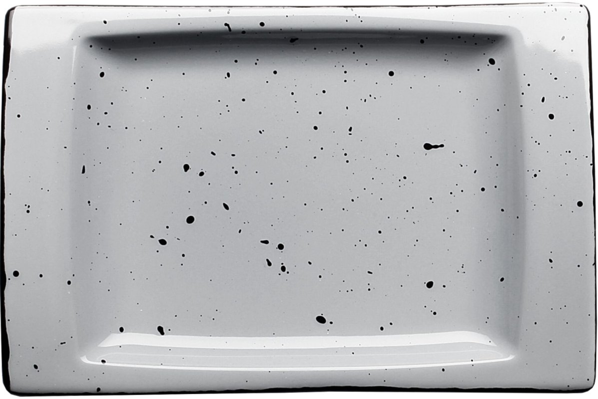 Porzellanserie "Granja" grau Platte flach eckig, 18 x 12 cm (1)