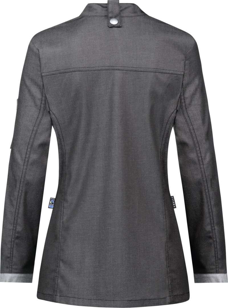 Kochjacke Damen, Bikerstyle, langarm, anthrazit Gr. S (2)