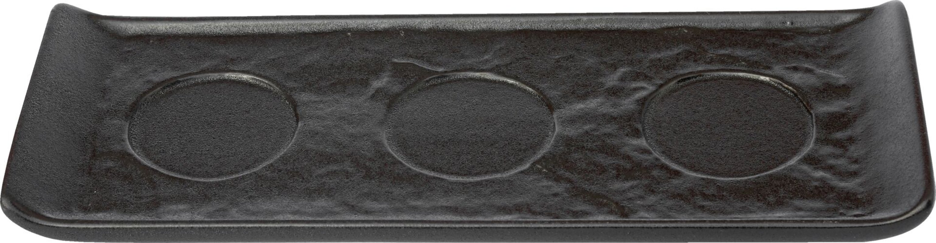 Porzellanserie "Schieferlook" Platte mit 3 Aussparungen 25,8x9,9cm (1)